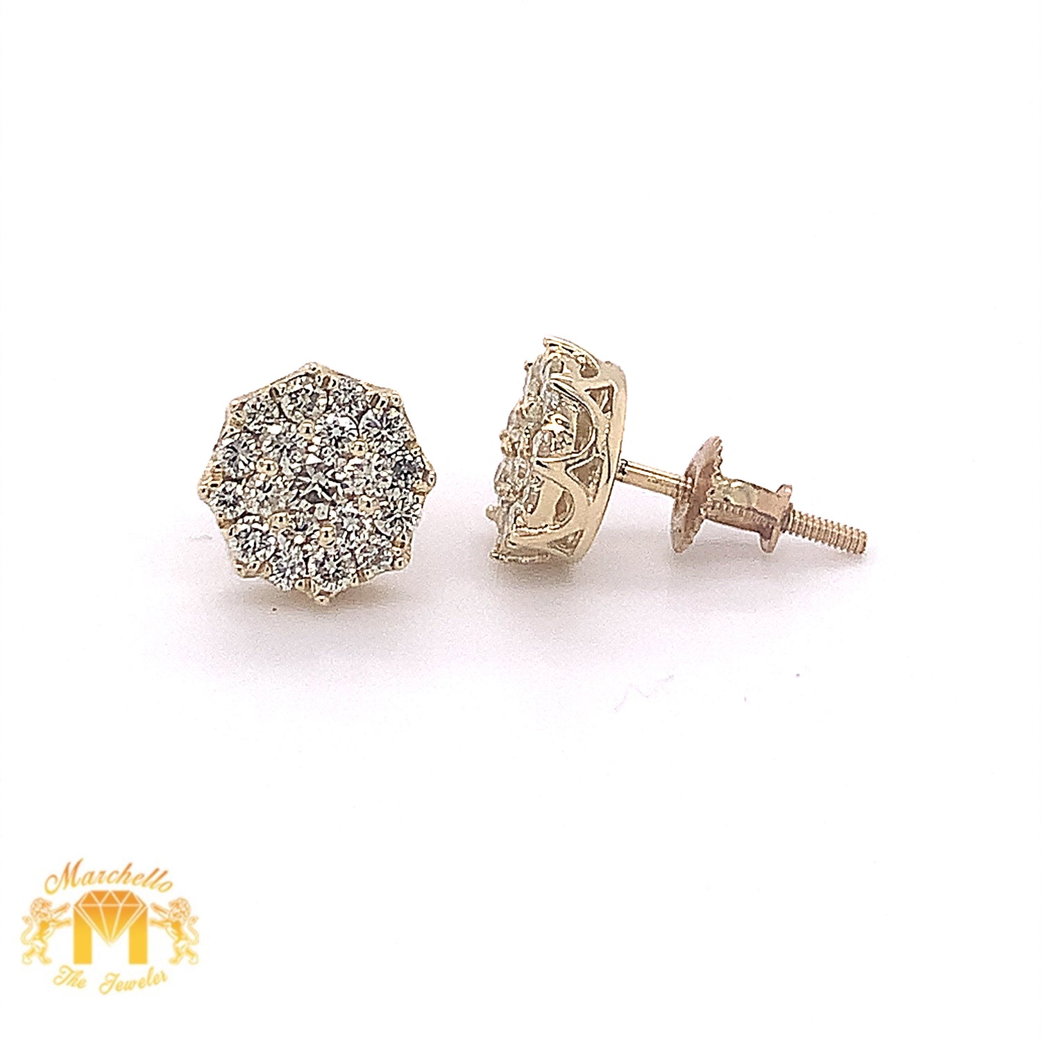 14k Gold Round Diamond Earrings