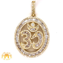 Load image into Gallery viewer, 14k Gold Om Pendant with Baguette &amp; Round Diamond &amp; 14k Gold Cuban Link Chain