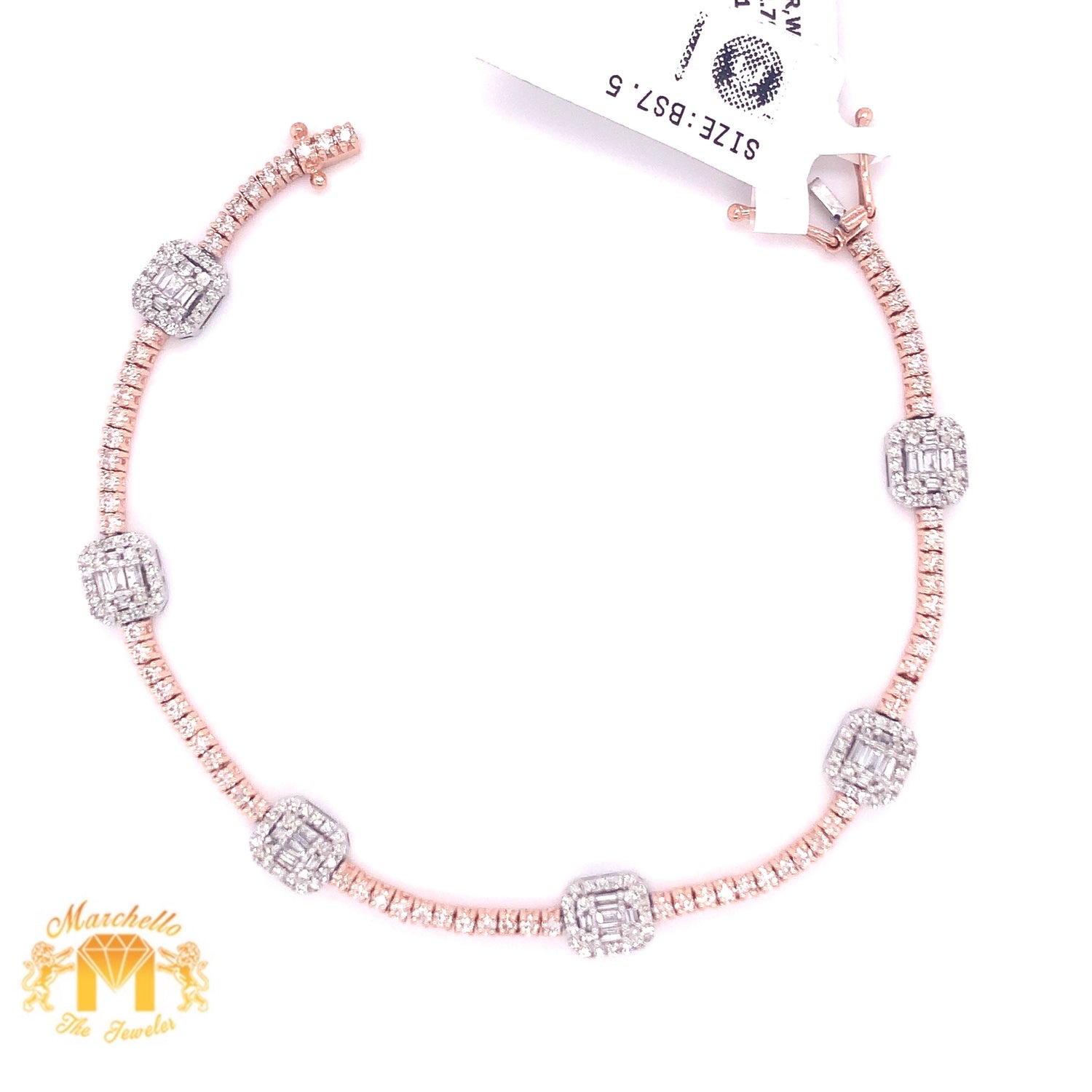 14k Gold Fancy Ladies’ Bracelet with Round and Baguette Diamond