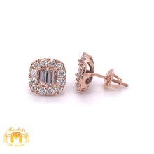 Load image into Gallery viewer, 14k Cushion-shaped Earrings with Baguette &amp; Round Diamond (signed piece)