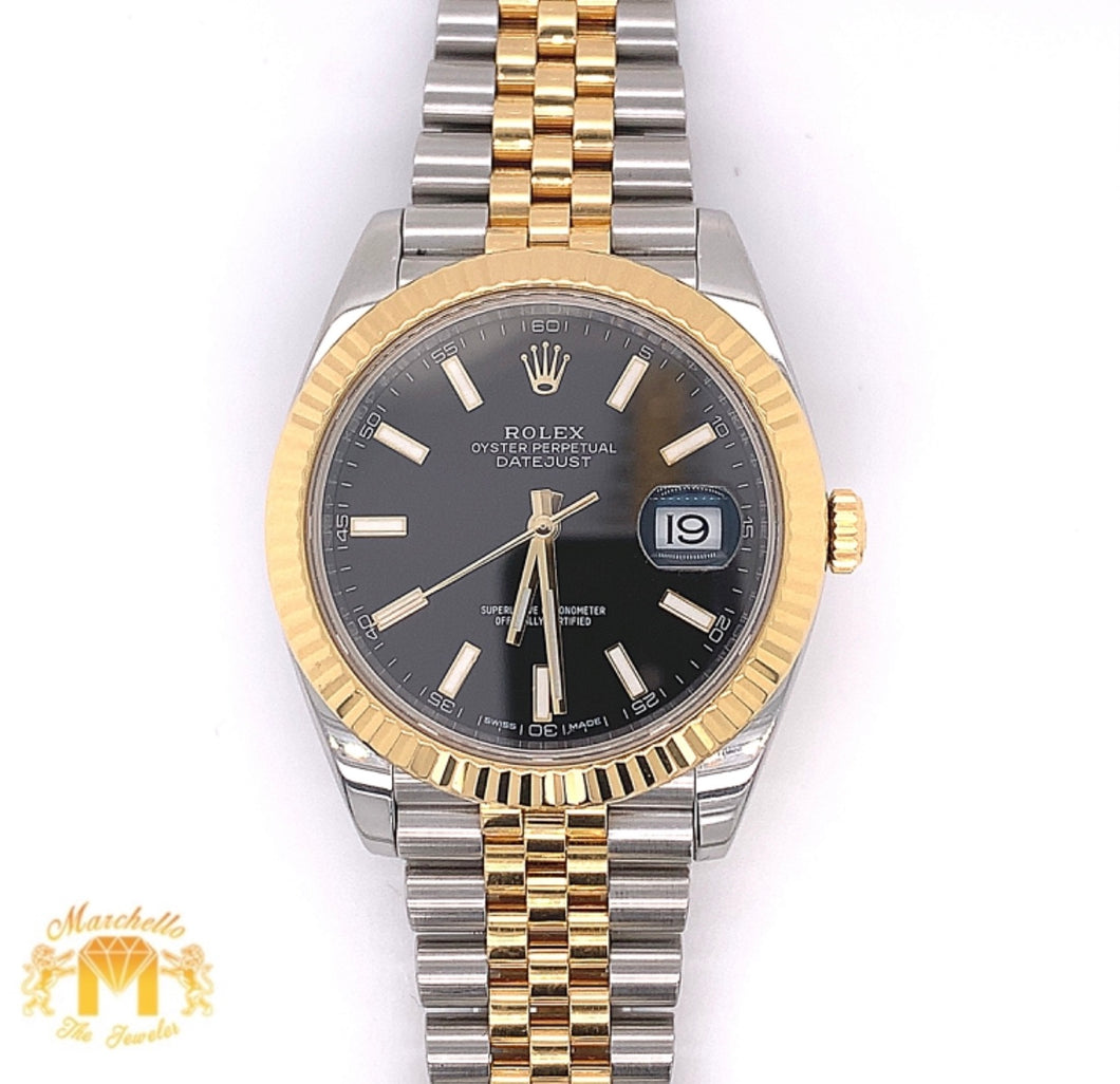 41mm Rolex Datejust 2 Watch with Two-tone Jubilee Bracelet (fluted bezel, black dial)