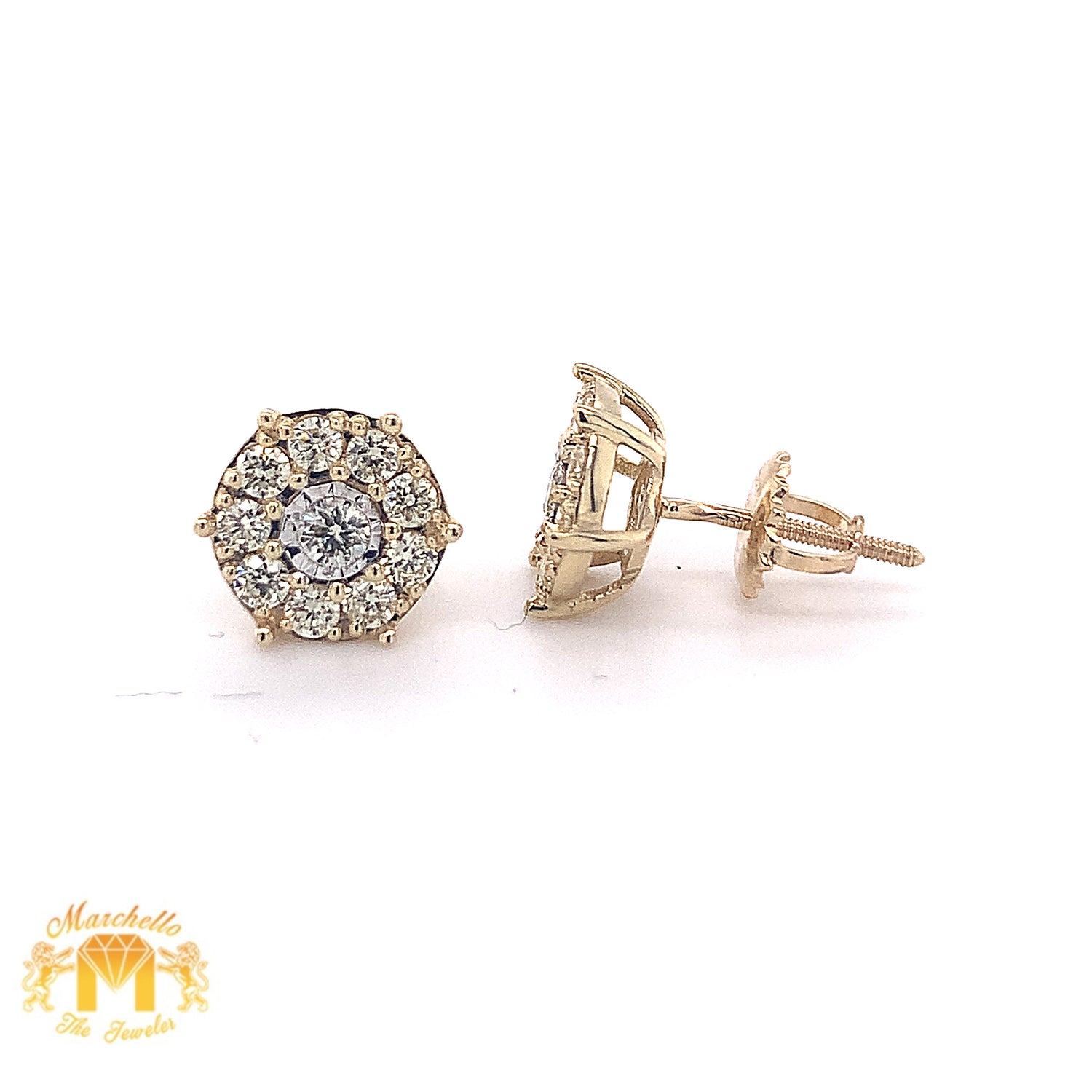 14k Gold Round Diamond Earrings