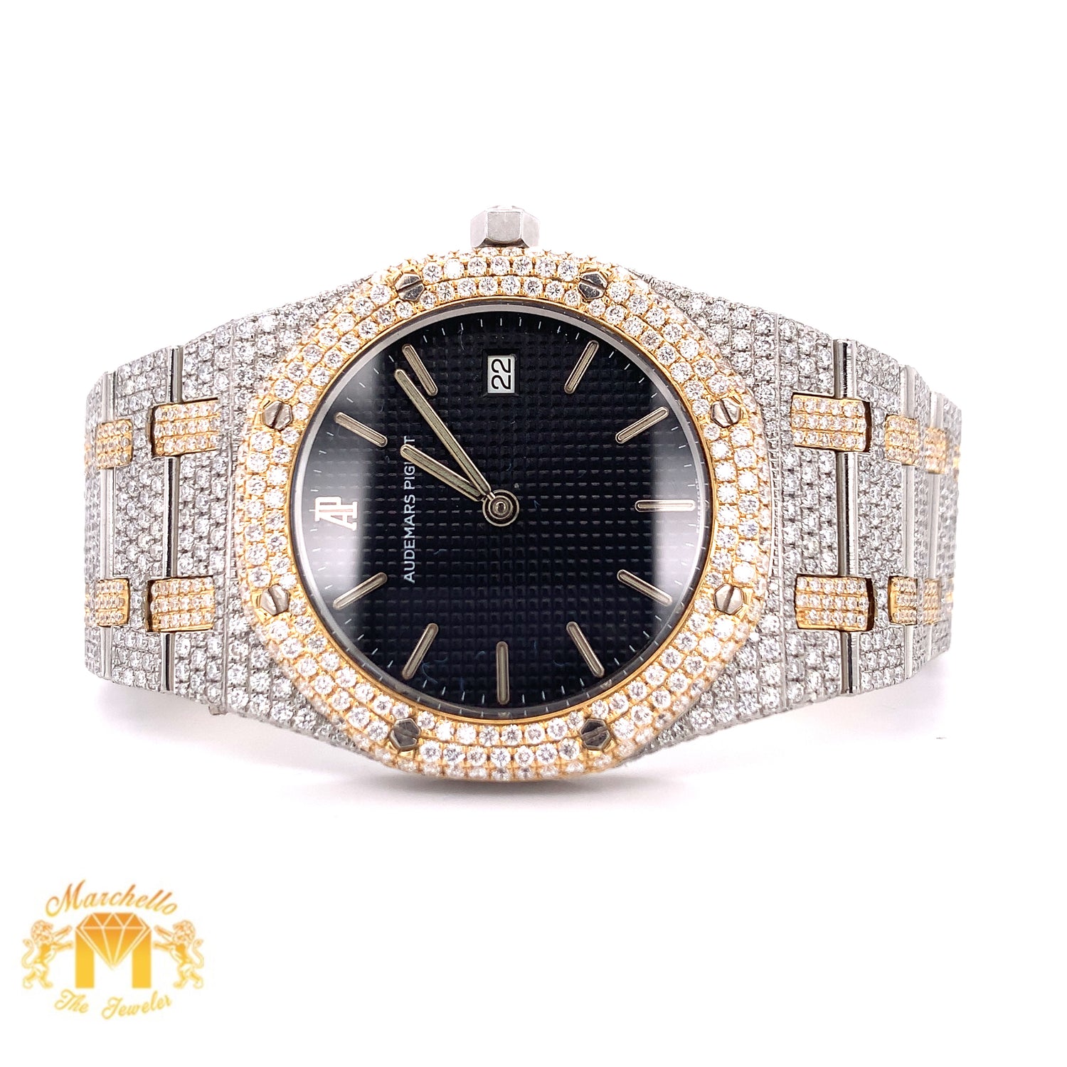 Iced Out Audemars Piguet  AP Diamond Watch (33mm, factory two-tone)