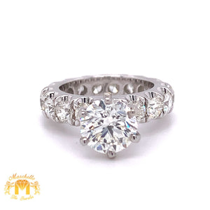 4.45ct Diamond 18k White Gold Eternity Engagement Ring (solitaire center 2ct)