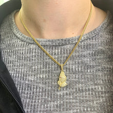 Load image into Gallery viewer, Round Diamond 14k Gold Praying Hands Pendant and Gold Chain Set