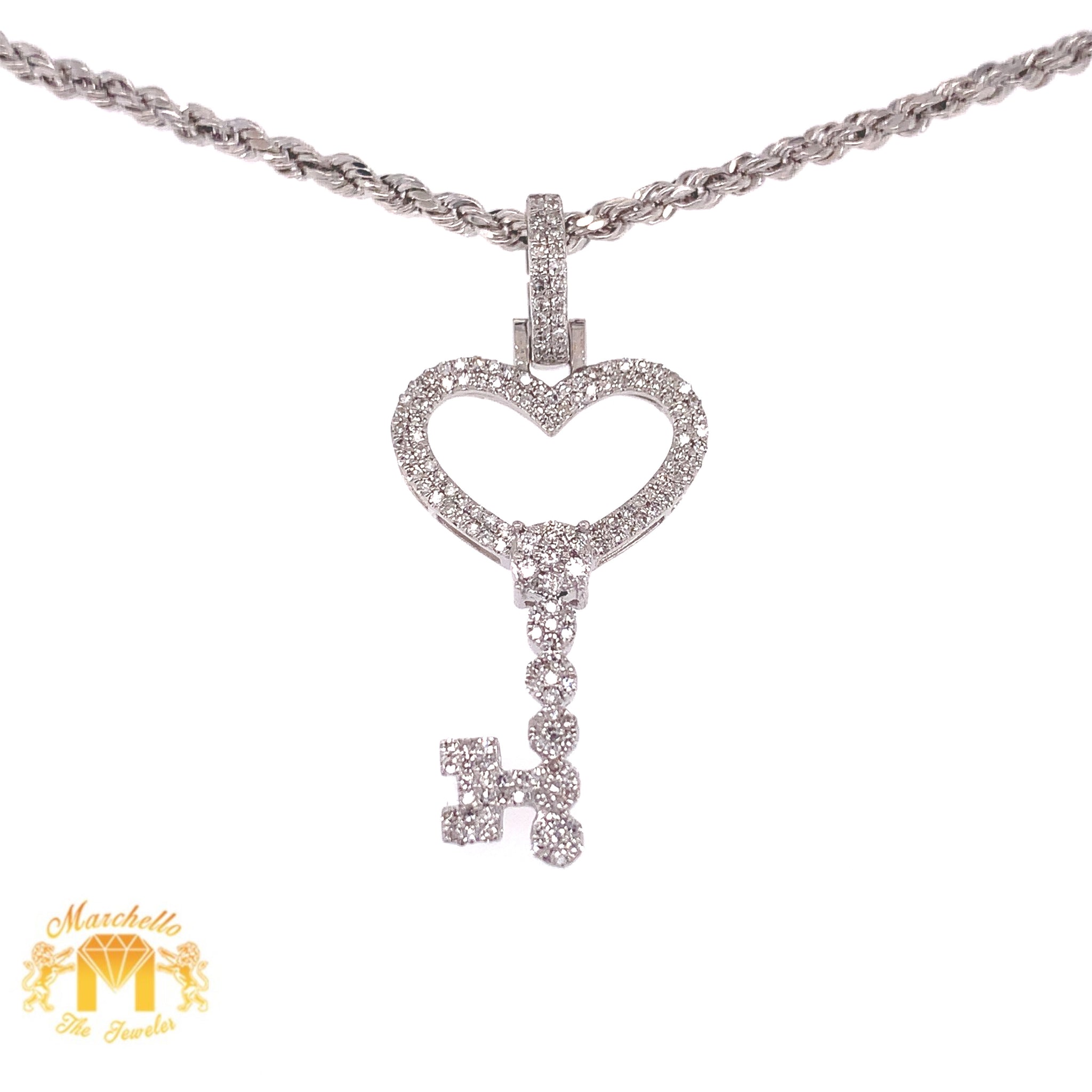 Diamond and 14 Karat White Gold Key Pendant Necklace For Sale at 1stDibs |  14k white gold diamond key pendant, white gold key necklace, diamond key  pendant white gold