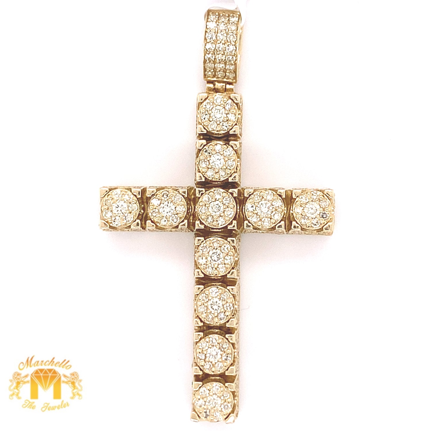 14k Gold High-rise Cross Diamond Pendant (Solid Back)