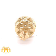 Load image into Gallery viewer, 14k Gold Round 3D Diamond Earrings (with side diamonds)