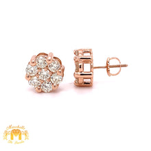 Load image into Gallery viewer, 14k Gold Flower Style Earrings with Clean Round Diamond