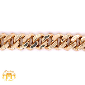 9ct Baguette & Round Diamond and Gold 15MM Cuban Bracelet (prong set, box clasp)