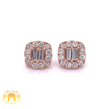 Load image into Gallery viewer, 14k Cushion-shaped Earrings with Baguette &amp; Round Diamond (signed piece)