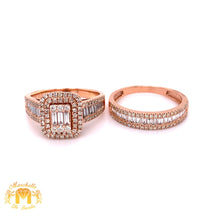 Load image into Gallery viewer, 14k Gold 2-piece Bridal Set with Baguette &amp; Round Diamond (rectangular shape)
