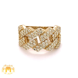 14k Gold Cuban Link Diamond  Ring (2 row prong setting)