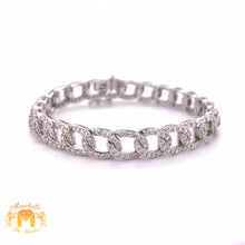 Load image into Gallery viewer, 5ct Round Diamond and White Gold Ladies’ Fancy Oval Cuban Link Bracelet