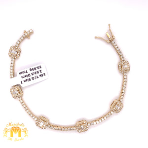 14k Gold Fancy Ladies’ Bracelet with Round and Baguette Diamond