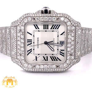 Iced Out Cartier Santos Diamond Watch + Diamond Earrings (40 mm, stainless steel)
