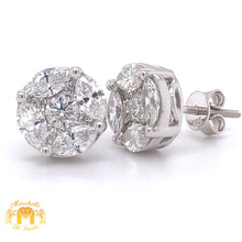 Load image into Gallery viewer, 14k White Gold Round Earrings with Fancy Specially Cut Jumbo Marquis and Round Diamond