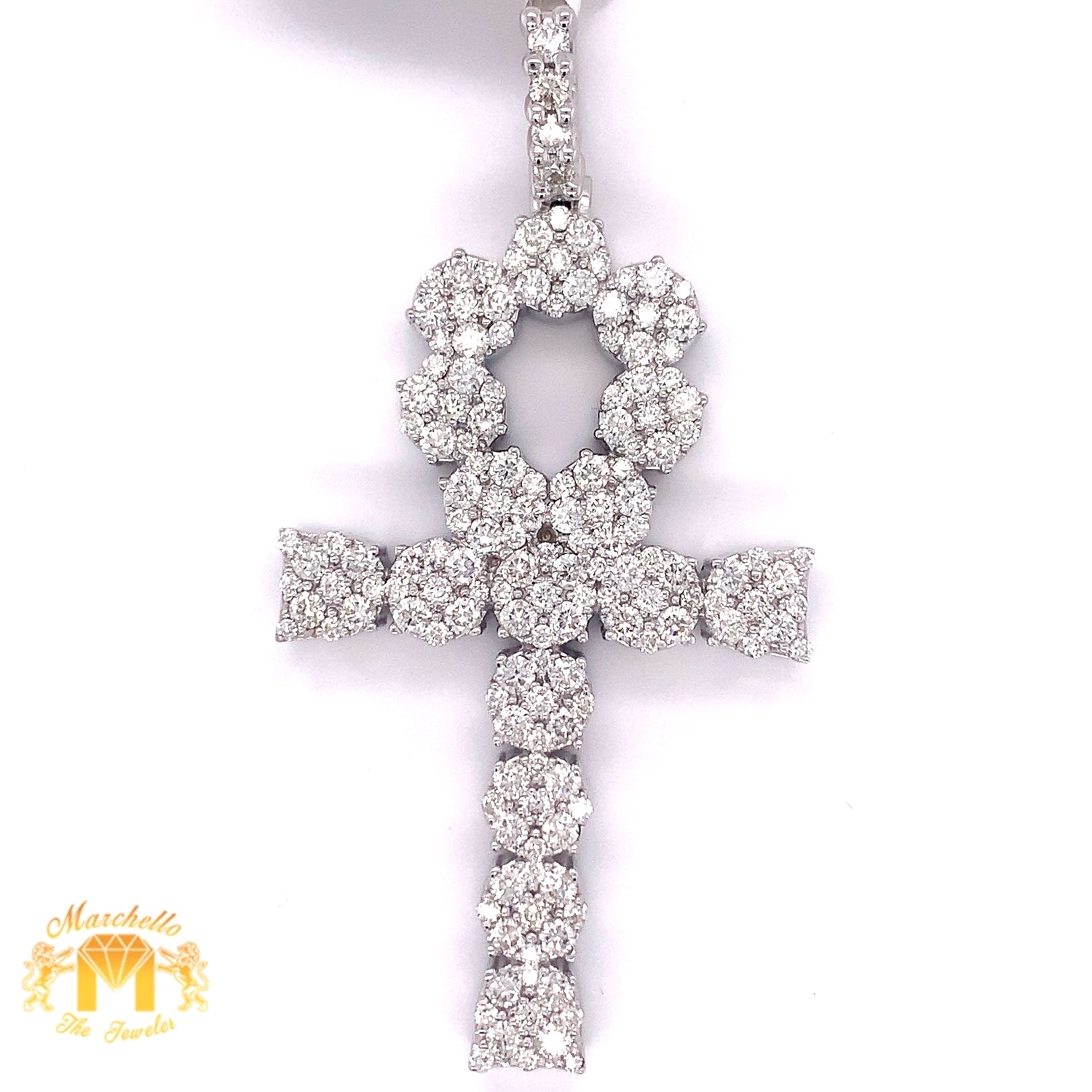 7ct Diamond and 14k Gold XXL Ankh Pendant