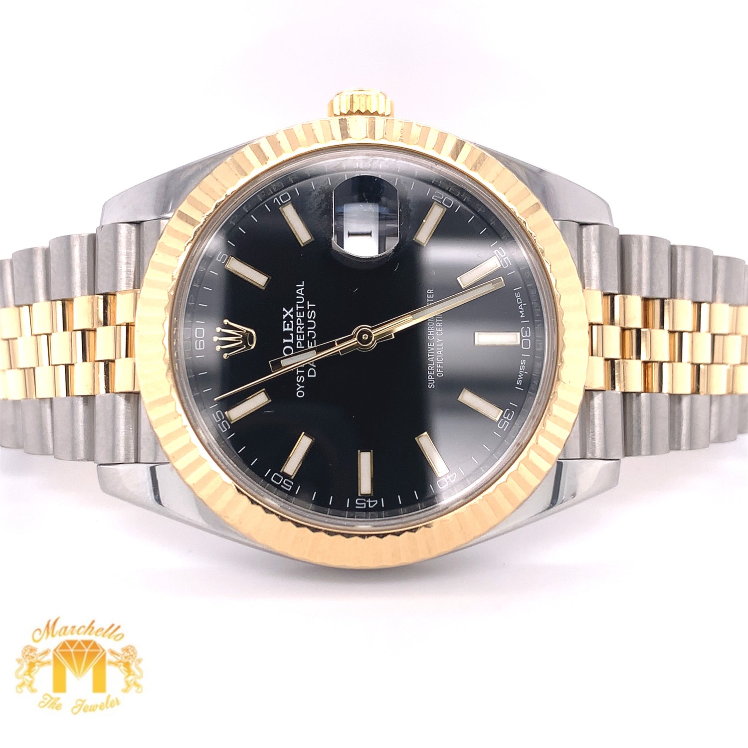 41mm Rolex Datejust 2 Watch with Two-tone Jubilee Bracelet (fluted bezel, black dial)
