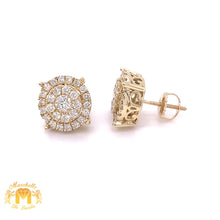 Load image into Gallery viewer, 14k Gold 3D Halo Earrings with Round Diamond (solitaire center)