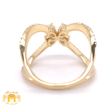 Load image into Gallery viewer, Pear-shaped and Round  Diamond and 18k Gold Criss Cross Cocktail Ring