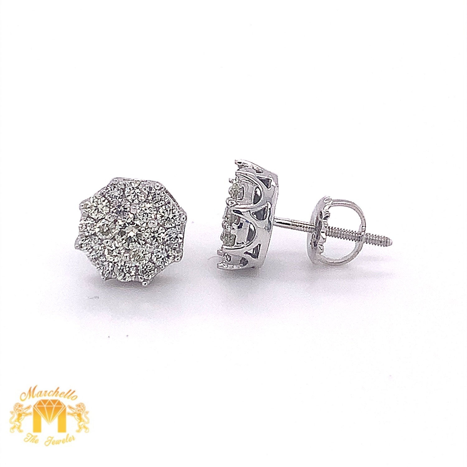 14k Gold Round Diamond Earrings