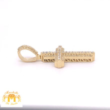Load image into Gallery viewer, 14k Gold Diamond 3D Cross Pendant and Gold Cuban Link Chain Set