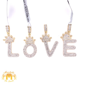 Baguette Diamond and Gold Initial Pendant & Cuban Link Chain Set