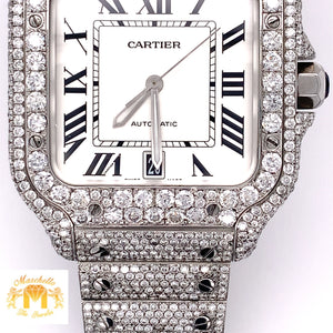 Iced Out Cartier Santos Diamond Watch + Diamond Earrings (40 mm, stainless steel)