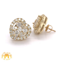 Load image into Gallery viewer, 14k Gold Heart Earrings with Round Diamond (halo)