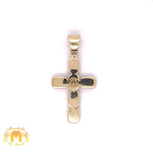 Load image into Gallery viewer, 14k Gold Solid Cross Pendant with Baguette Diamond and Chain Set