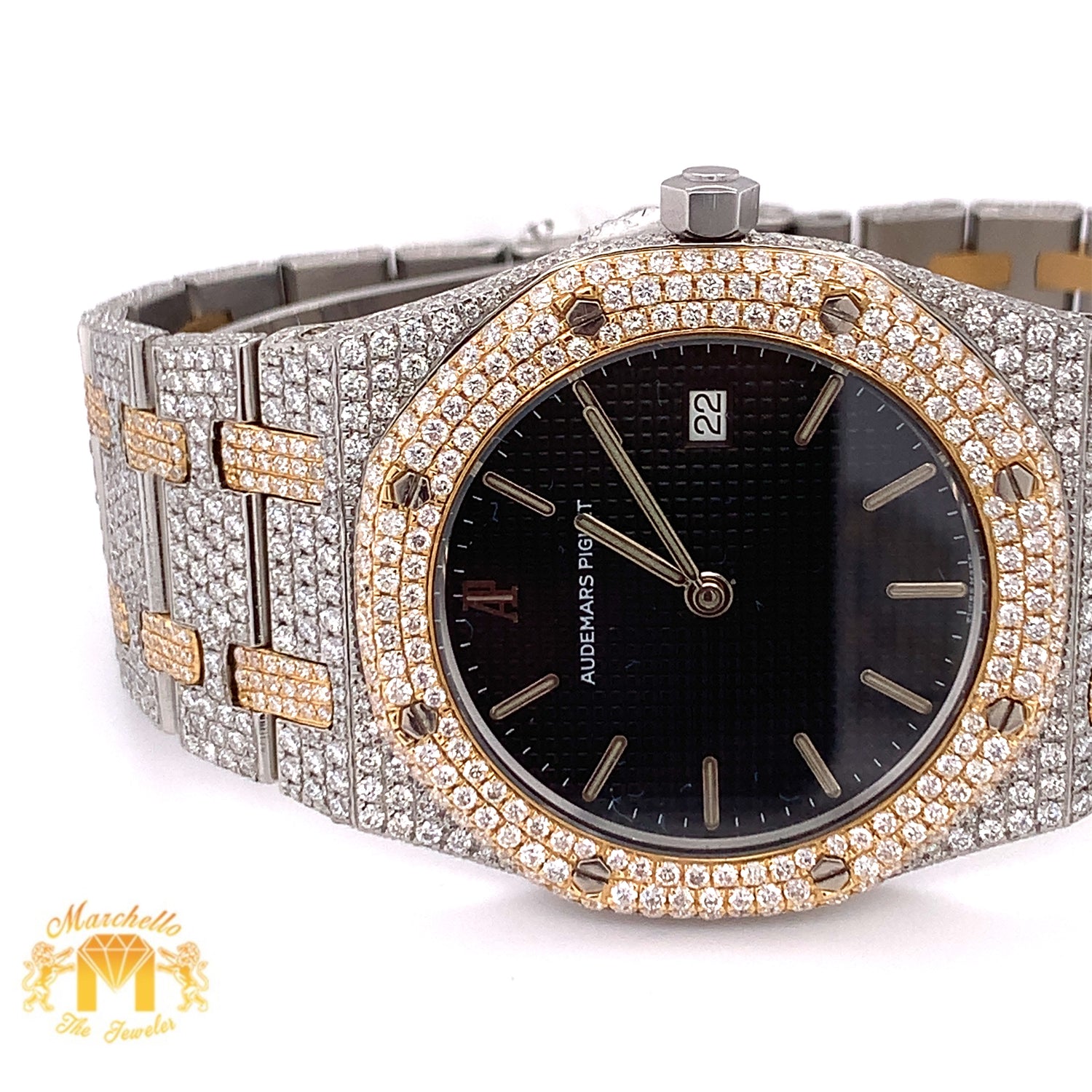 Iced Out Audemars Piguet  AP Diamond Watch (33mm, factory two-tone)
