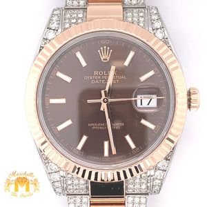 41mm 4.50ct Rolex Datejust 2 Watch with Two-tone Rose Gold Jubilee Band and Fluted Bezel (chocolate dial)