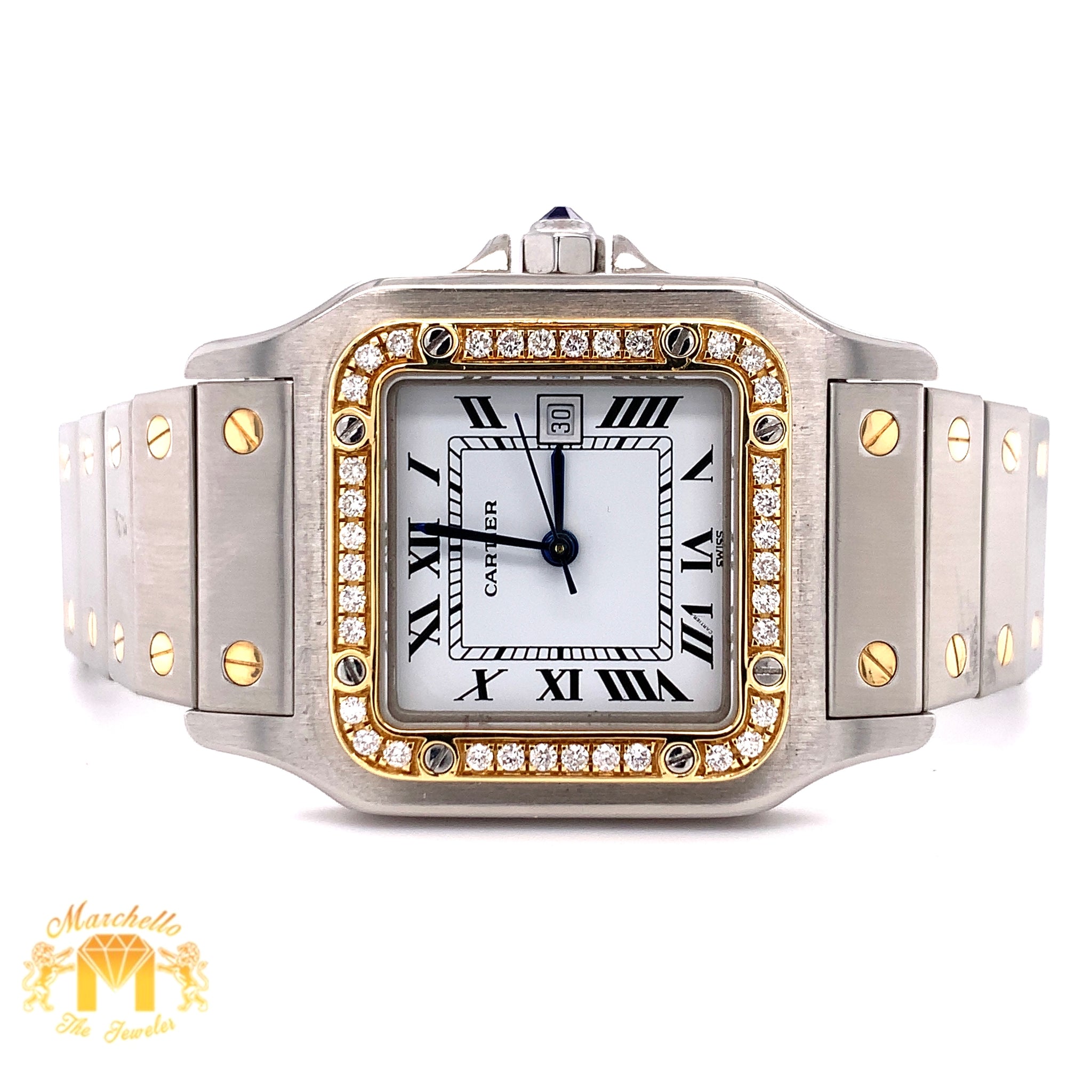 Ladies' Cartier Watch with Diamond Bezel (29 mm, factory two-tone 