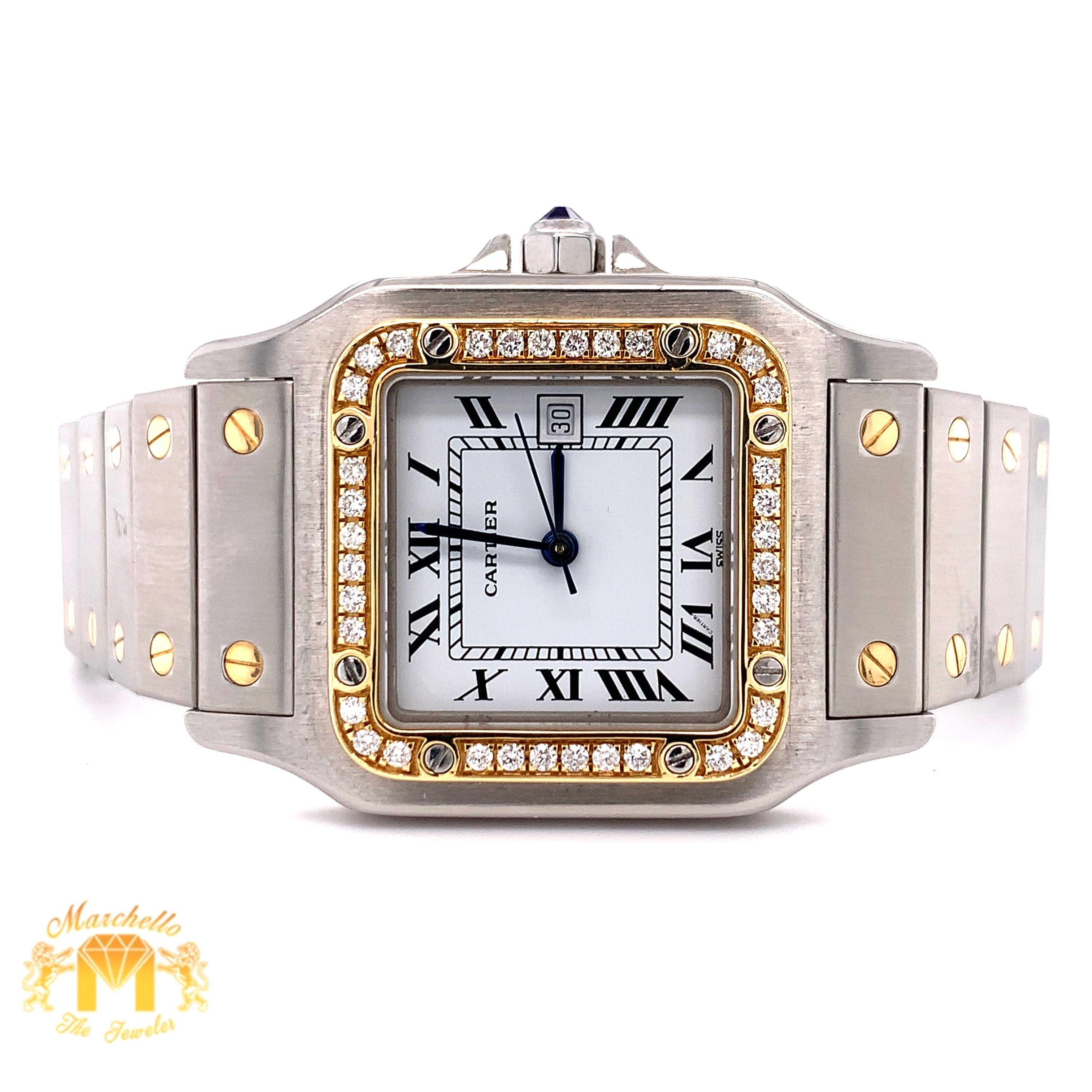 Cartier watch 2024 with diamond bezel