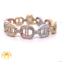 Load image into Gallery viewer, 9.56ct Baguette &amp; Round Diamond and 14k Gold Mariner Link Bracelet