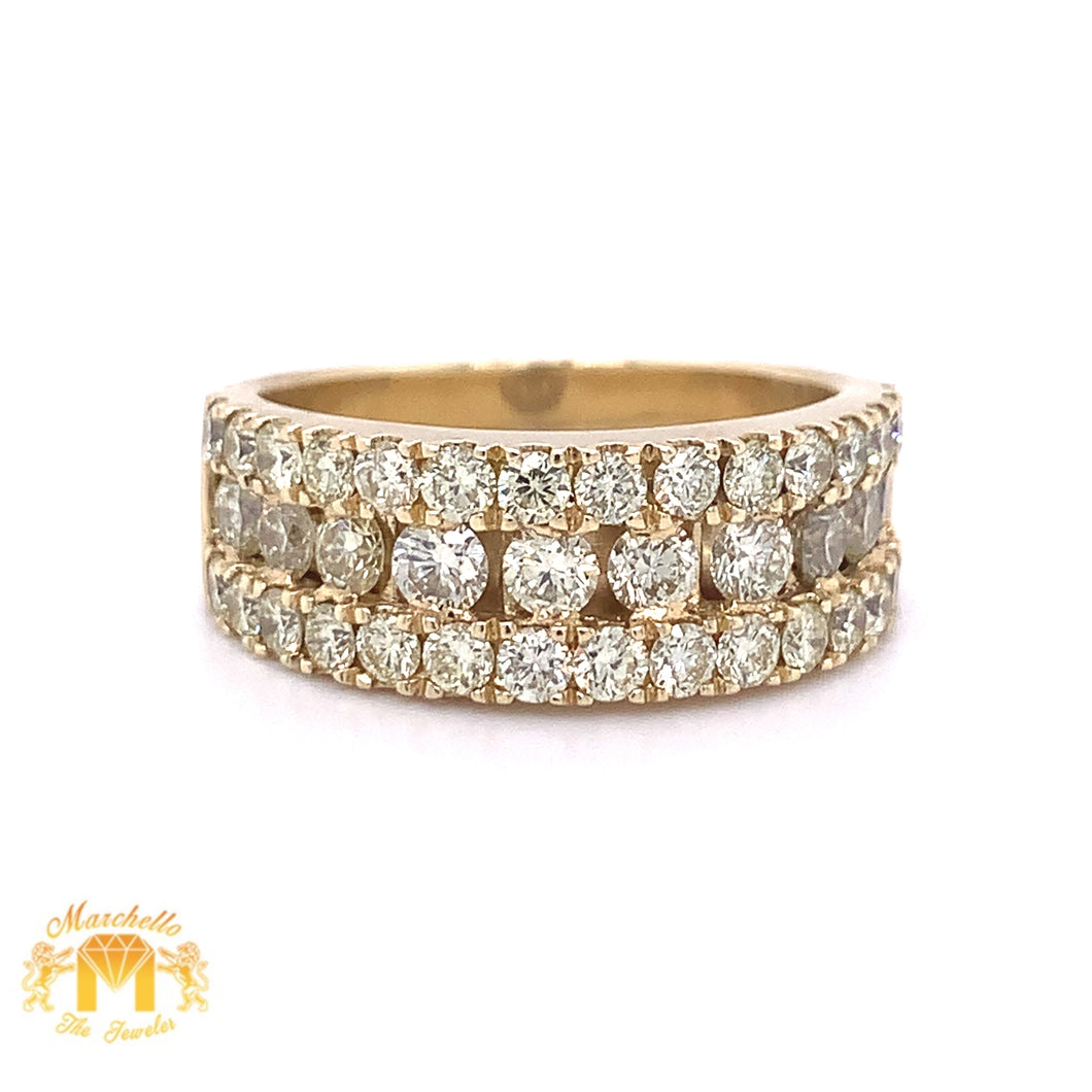14k Gold Band with Round Diamond (3 row, channel set, solid back)