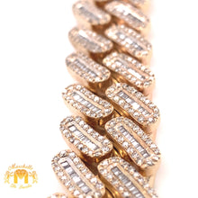 Load image into Gallery viewer, Gold and Diamond 15MM Cuban Chain with baguette &amp; round diamonds(prong set, box clasp)