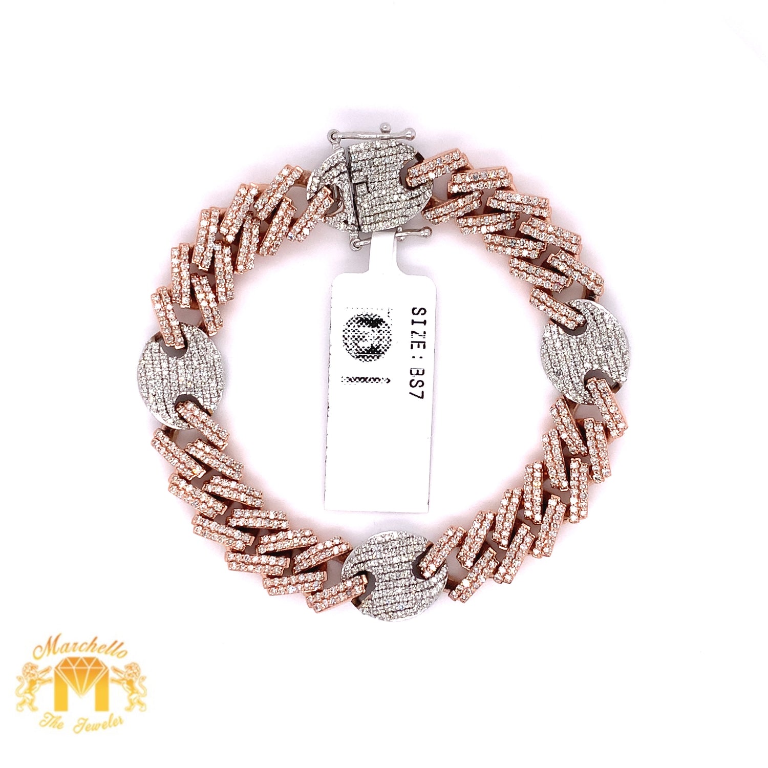 4.75ct Round Diamond and 10k Gold Hybrid Cuban Bracelet (prong setting)