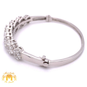 7ct Round Diamond and 14k Gold Flower Bangle Bracelet (11 mm)