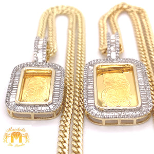 Gold and Diamond His and Hers Pamp Pendants with  Round Diamond & Gold Chains Set