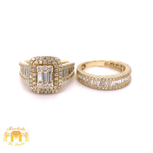 Load image into Gallery viewer, 14k Gold 2-piece Bridal Set with Baguette &amp; Round Diamond (rectangular shape)