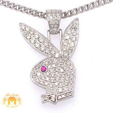 Load image into Gallery viewer, 14k Gold XL Playboy Bunny Pendant with Round Diamond and Gold Chain Set (solid back)