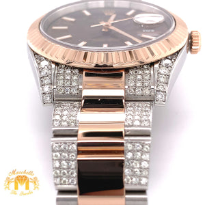 41mm 4.50ct Rolex Datejust 2 Watch with Two-tone Rose Gold Jubilee Band and Fluted Bezel (chocolate dial)
