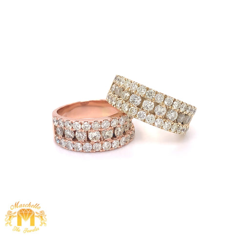 14k Gold Band with Round Diamond (3 row, channel set, solid back)