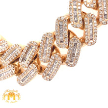 Load image into Gallery viewer, Gold and Diamond 15MM Cuban Chain with baguette &amp; round diamonds(prong set, box clasp)