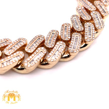 Load image into Gallery viewer, 9ct Baguette &amp; Round Diamond and Gold 15MM Cuban Bracelet (prong set, box clasp)