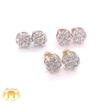 Load image into Gallery viewer, Gold and Diamond Flower Earrings