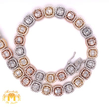 Load image into Gallery viewer, 14k Gold Fancy Chain with Baguette &amp; Round Diamond (square links)