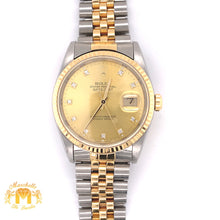 Load image into Gallery viewer, Rolex Datejust Watch with Two-tone Jubilee Bracelet (36 mm, factory diamond dial)